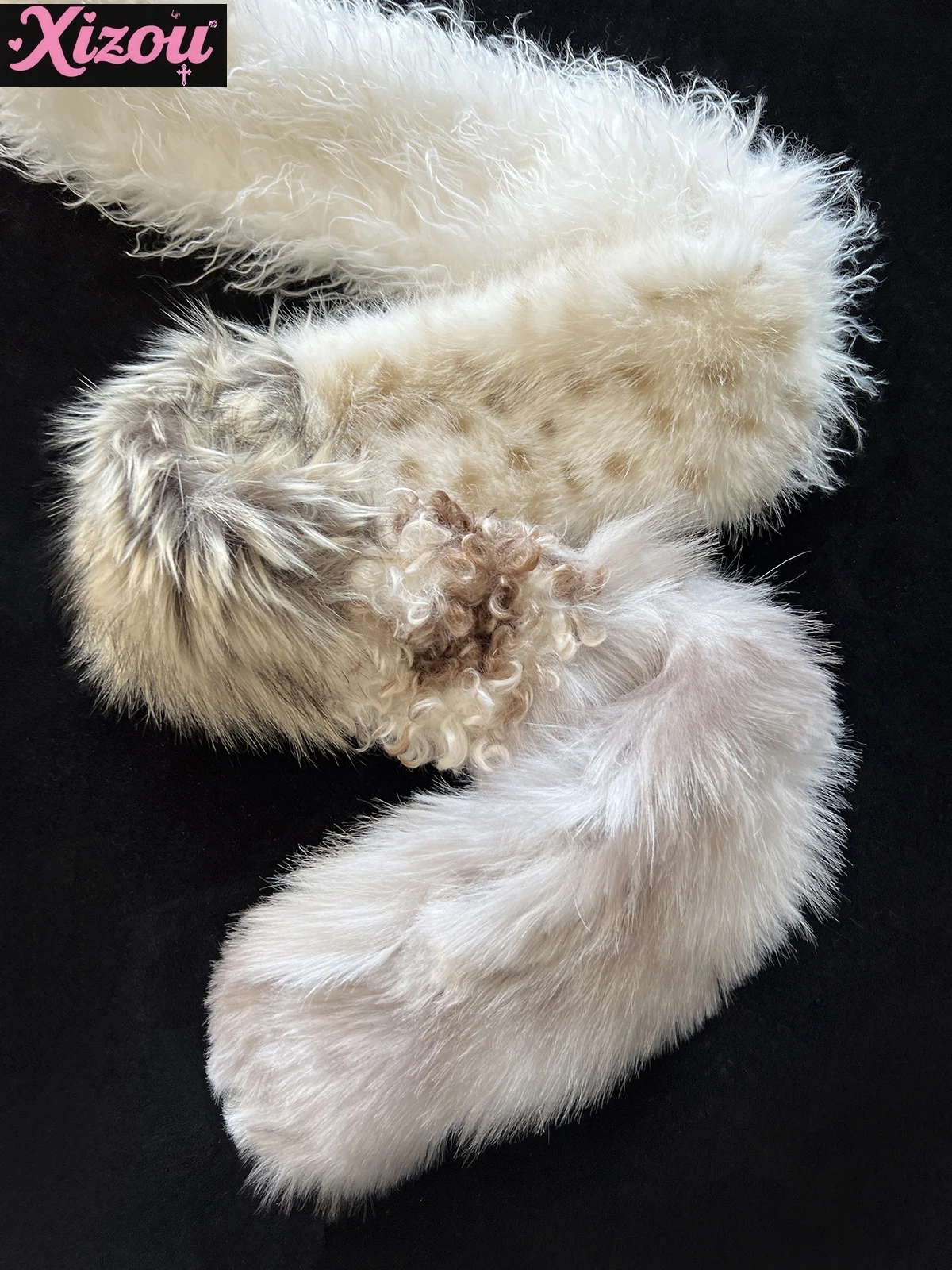 Original Imitation Fur Splicing Personalized Scarf Subculture Y2k Hot Girl Leopard Print Winter Warm Plush Scarf Trendy Women