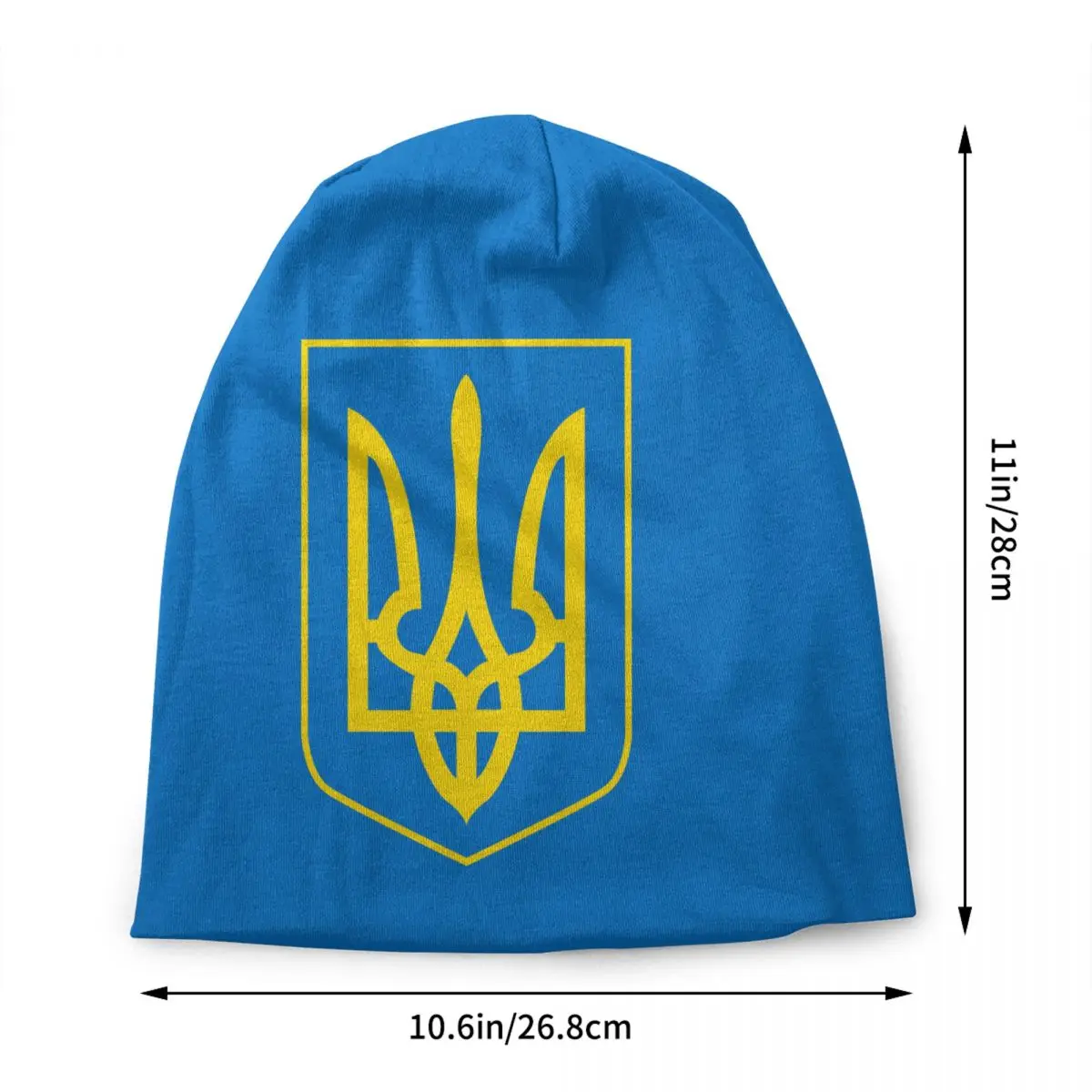 Custom Coat Of Arms Ukraine Flag Skullies Beanies Caps Outdoor Winter Warm Knit Hat Adult Ukrainian Emblem Trident Bonnet Hats