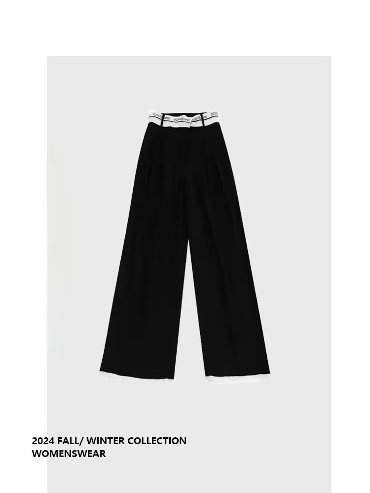 

Брюки Forever 2: повседневные женские брюки с высокой талией, прямые, широкие, с вертикальными вставками, осенние, модные, больших размеров, свободного кроя (фасон «груша»)