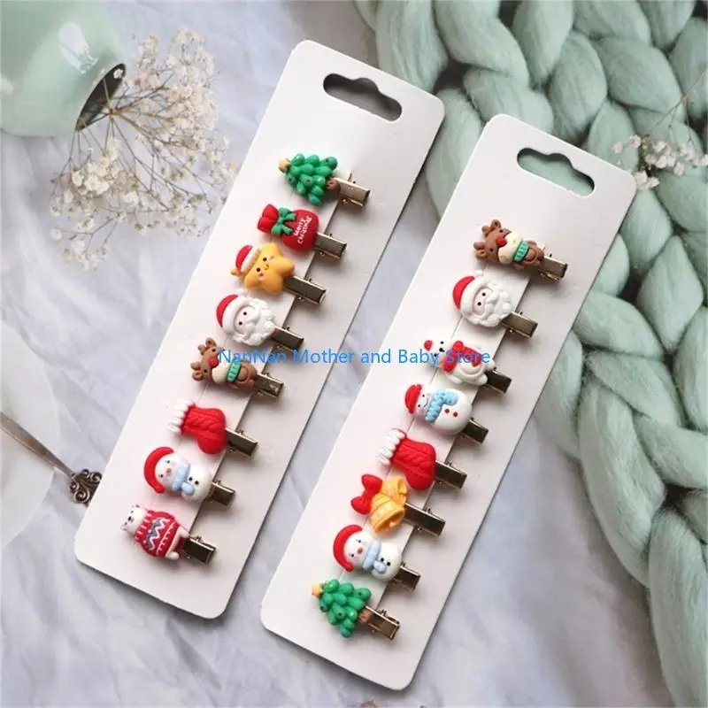 

Christmas Kids Hair Clips Santa Reindeer Snowman Metal Hairclips Headdress for Holiday Party Celebration