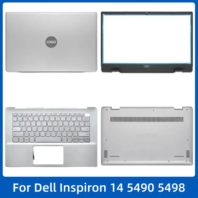 New For Dell Inspiron 14 5490 5498 Laptop Original LCD Back Cover Front Bezel Upper Palmrest Bottom Base Case US Keyboard Hinges