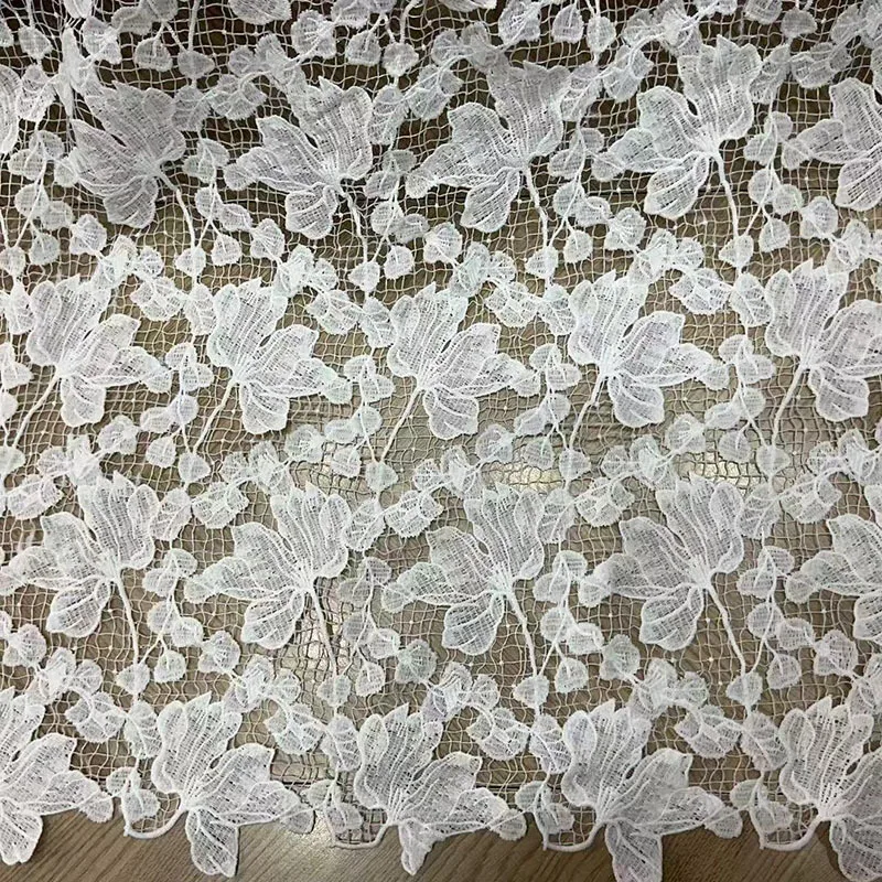 

Latest water-soluble milk silk butterfly embroidered lace trim fabric for DIY dresses, wedding dress fabric, hollow-out cloth