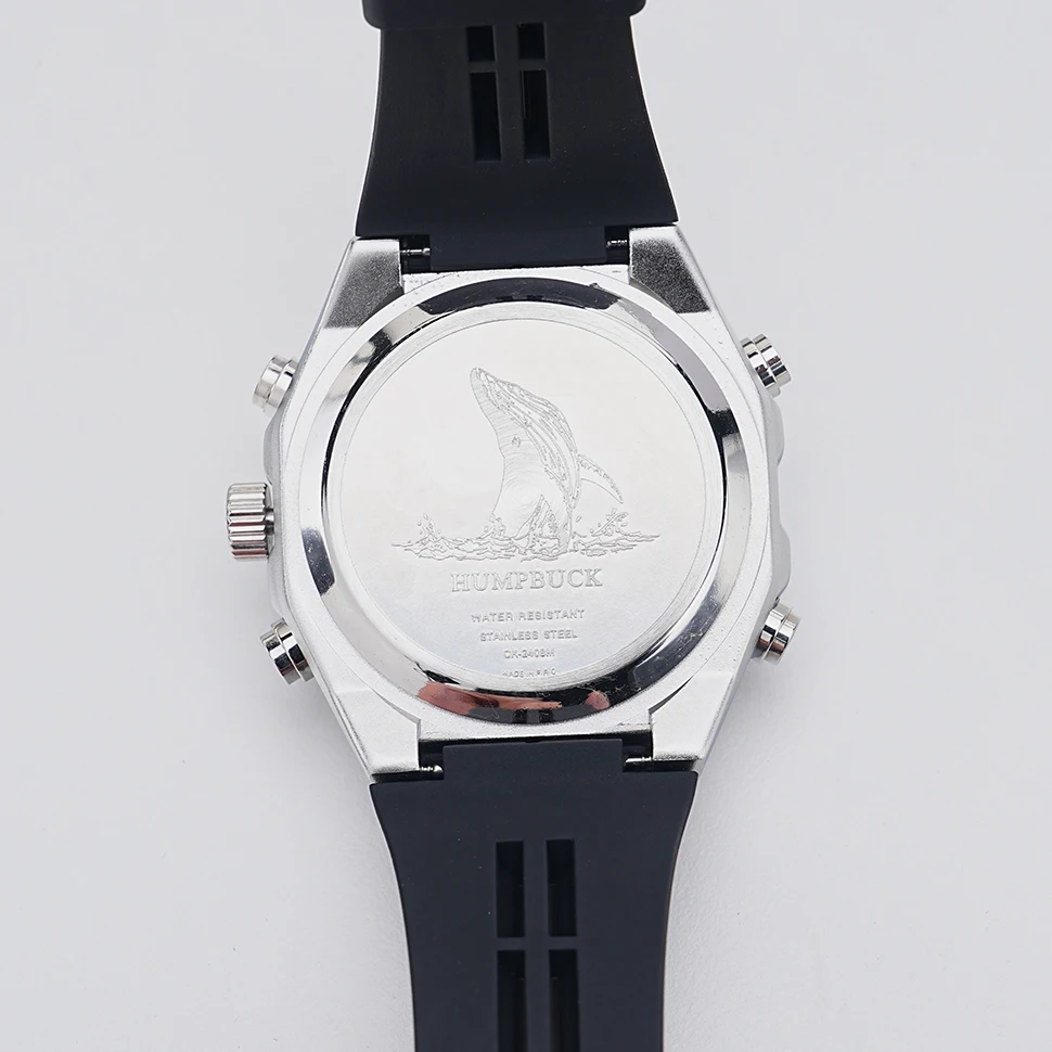 ساعة HUMPBUCK ذات قرص كبير مقاومة للماء للرجال مع حزام مريح وشفاف مثالي لأسلوب الحياة النشطة