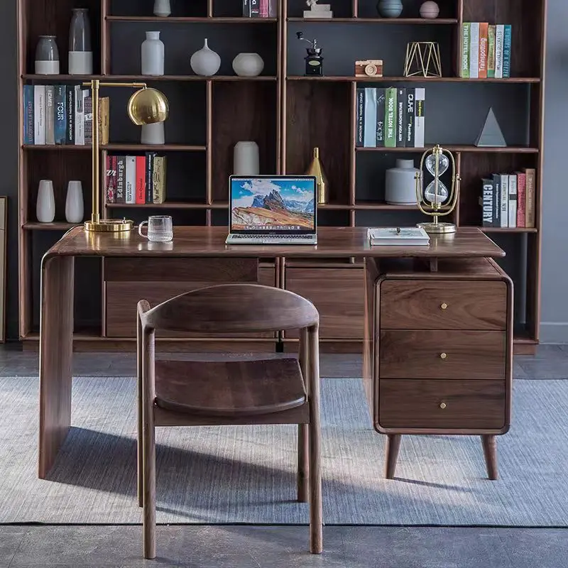 Designer Wood Office Desks Big Asthetic Strong Wooden Organizer Study Desk Height Space Saving Escritorios De Estudio Furniture