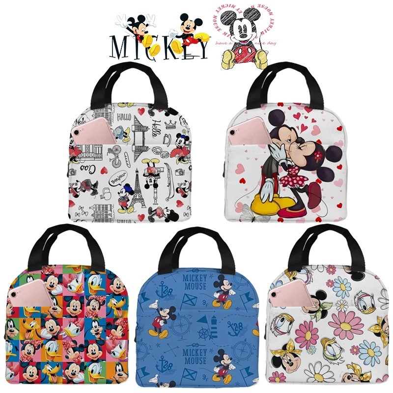 Disney Mickey Mouse Lunch Bags Game Aluminum Foil Rice Bag Meal Ice Box Pack Anime Students Bento Lunch Handbag Boys Girls Gift