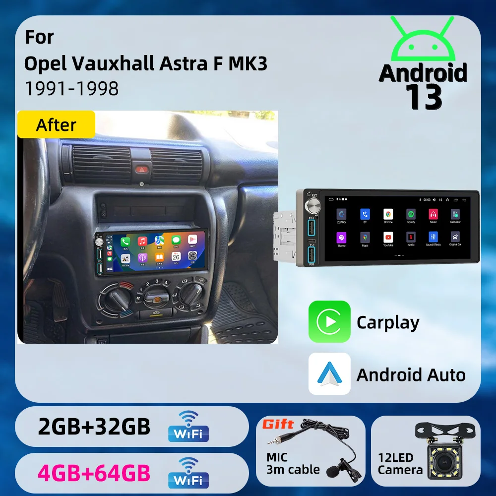 6.86 inch Android 1Din Car Screen Car Multimedia Autoradio Radio Head Unit for Opel Vauxhall Astra F MK3 1991-1998 Carplay GPS