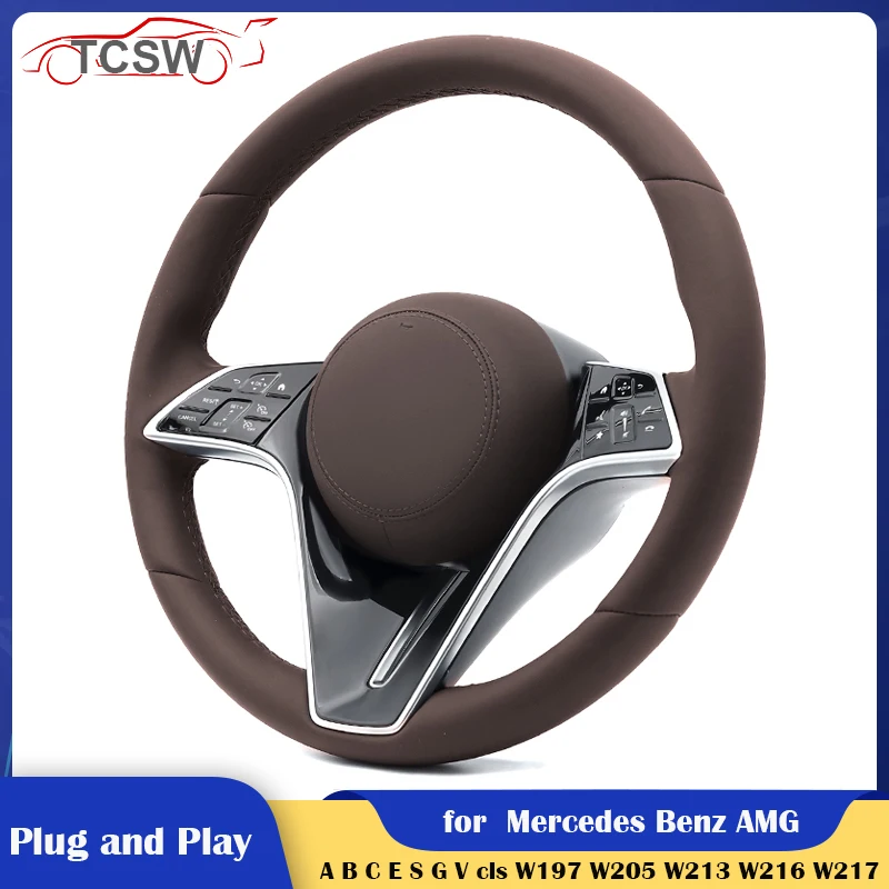 

Car Steering Wheel Brown Leather for Mercedes Benz W205 W213 W253 A B C E GLC R-Class W76 W16 W117 W204 W205 W212 W213 W218