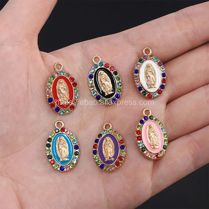 10 Pieces / Religious Gold Plated Guadalupe Making Supplies Gold Plated Virgin of Guadalupe Handmade Earrings Gold Accessories