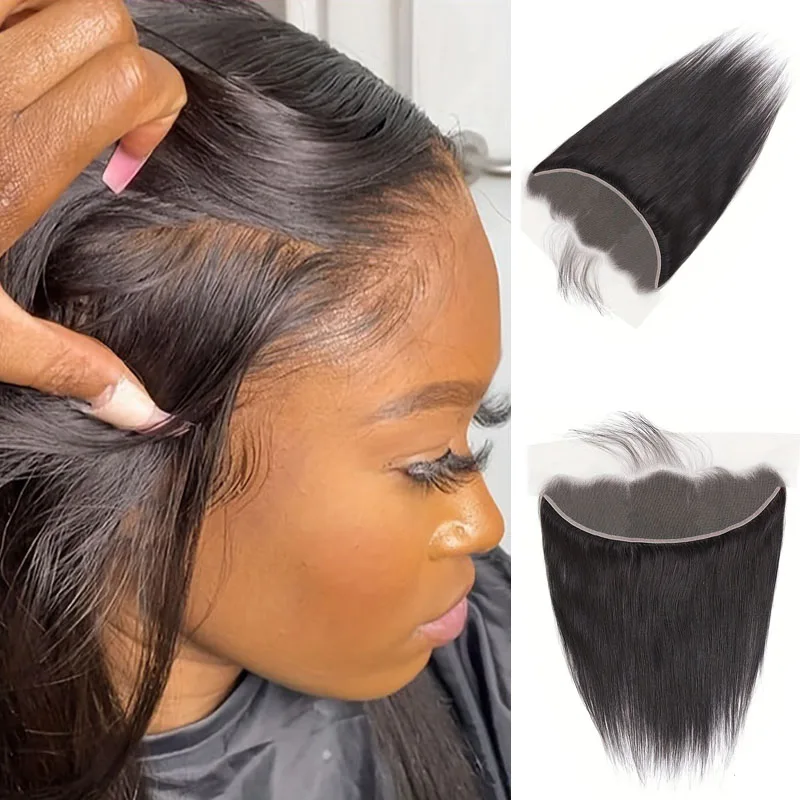 

13x4 кружевная фронтальная застежка, прямая кружевная застежка, человеческие волосы, прозрачные фронтальные наращивания от уха до уха для женщин