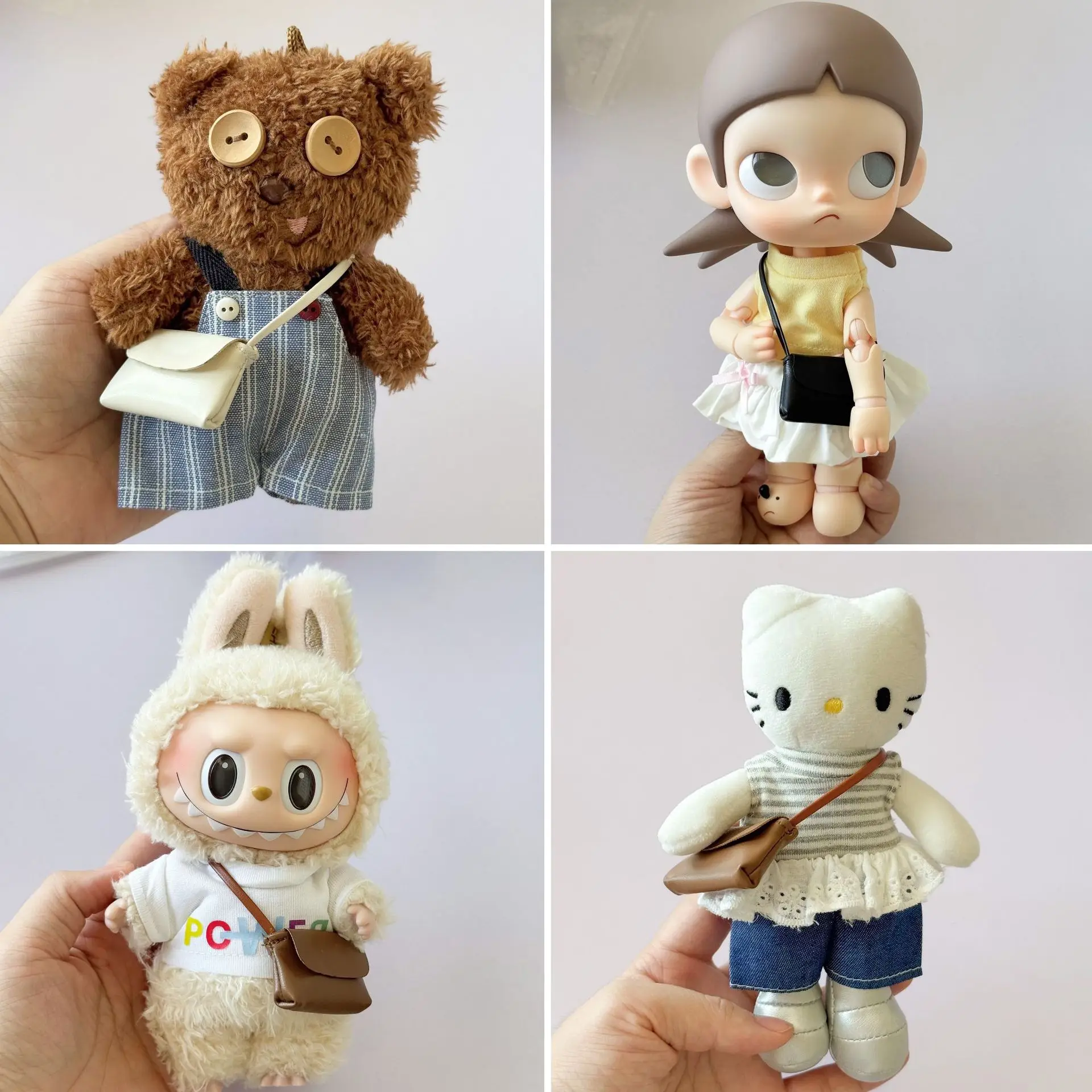 Mini PU Leather Crossbody Bag Doll Accessories Fit 10cm Long Leg Kitty Labubu Doll Mini Shoulder Purse Doll Outfit Decor Handbag view 2