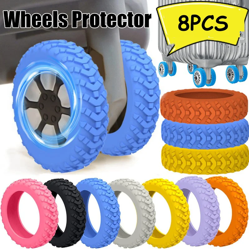 Travel Luggage Caster Shoes Reduce Noise Wheels Guard Cover 8Pcs Thicken Texture Silicone Wheels Protector Luggage Accessories