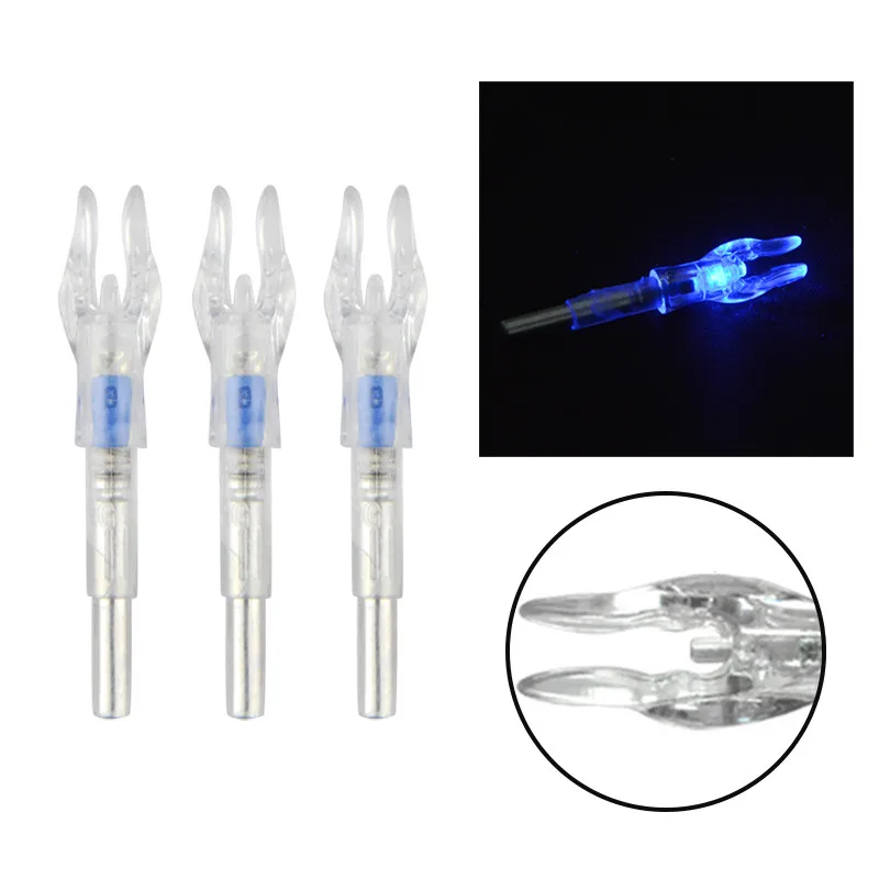 3pcs Archery Arrow Nock LED Lighted Arrow Tails for ID 4.2mm Arrow Shafts Crossbow Compound Recurve Bow Hunting Accessories DIY