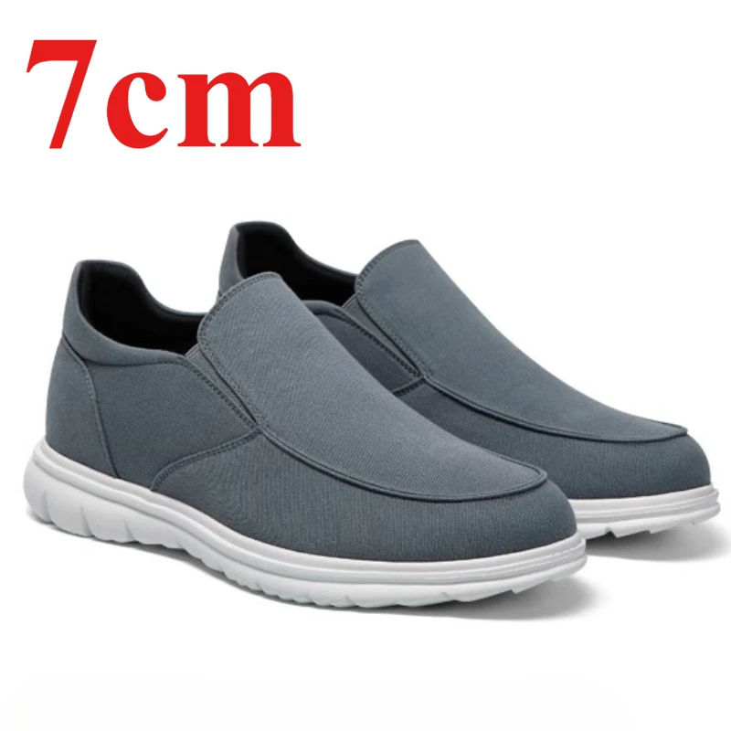 

Invisible Height Increasing Shoes for Men's High Quality Canvas Shoes 7cm Elevated Breathable and Comfortable Casual Board Shoes