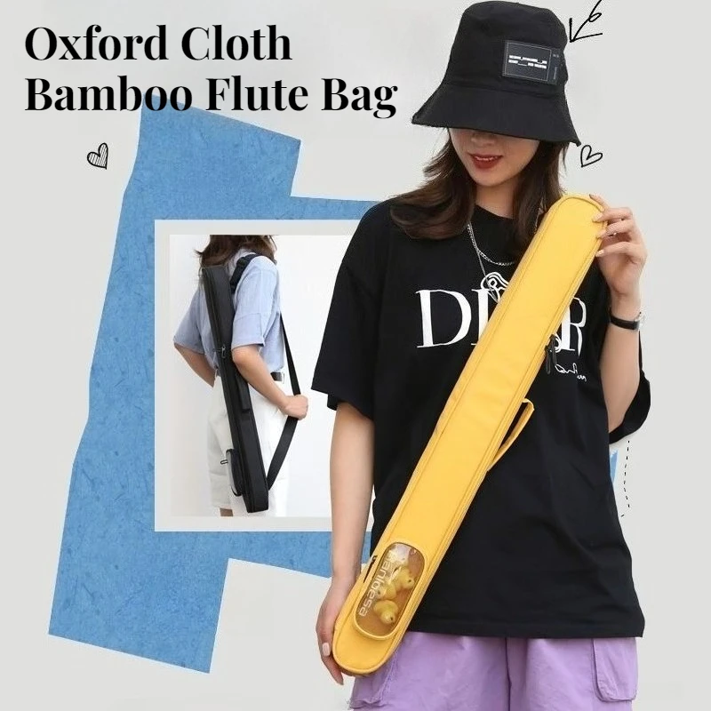 

Oxford Cloth Bamboo Flute Bag Thicken One-shoulder Portable Drop-proof 2-piece Set Flute Bag Musical Instrument Accessories