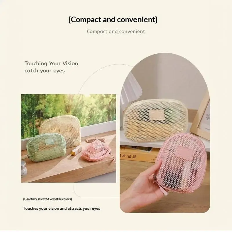 Mehrzweck-Make-up-Tasche aus atmungsaktivem Netzstoff mit Reißverschluss, Netzbeutel für Damen, Reise-Toilettenartikel-Organizer für Lippenstift und Hautpflege – Detail 9