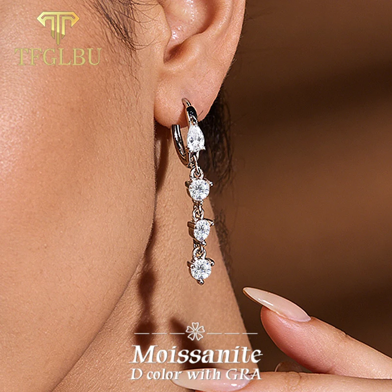 

Серьги-гвоздики TFGLBU 3*5 мм с муассанитом, серебро S925, для женщин, на свадьбу, годовщину, помолвку, сверкающие ювелирные украшения, подарок