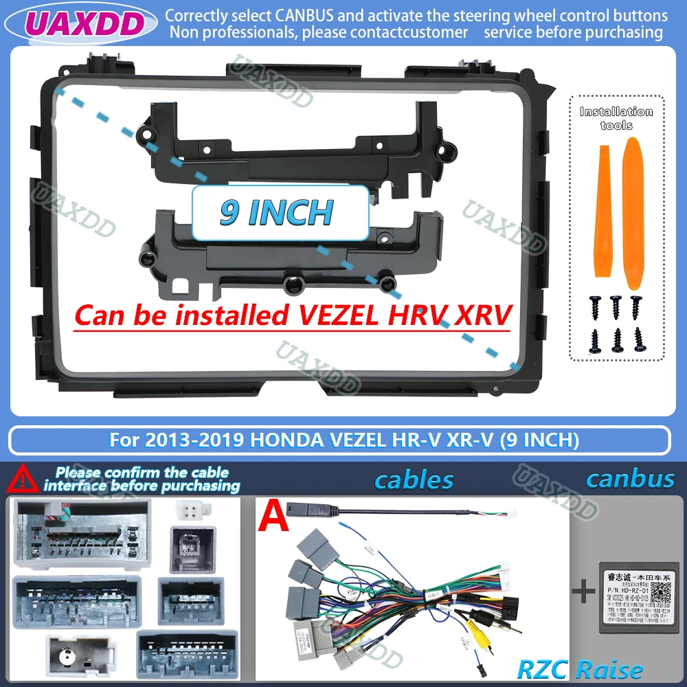 UAXDD Für 2013-2022 Honda VezelE HR-V XR-V 9 10,1 Zoll Android Rahmenkit 2 Din Auto-Innenausstattung Stereo-Kabel Video-Kabelbaum-Adapter CD – Detail 3