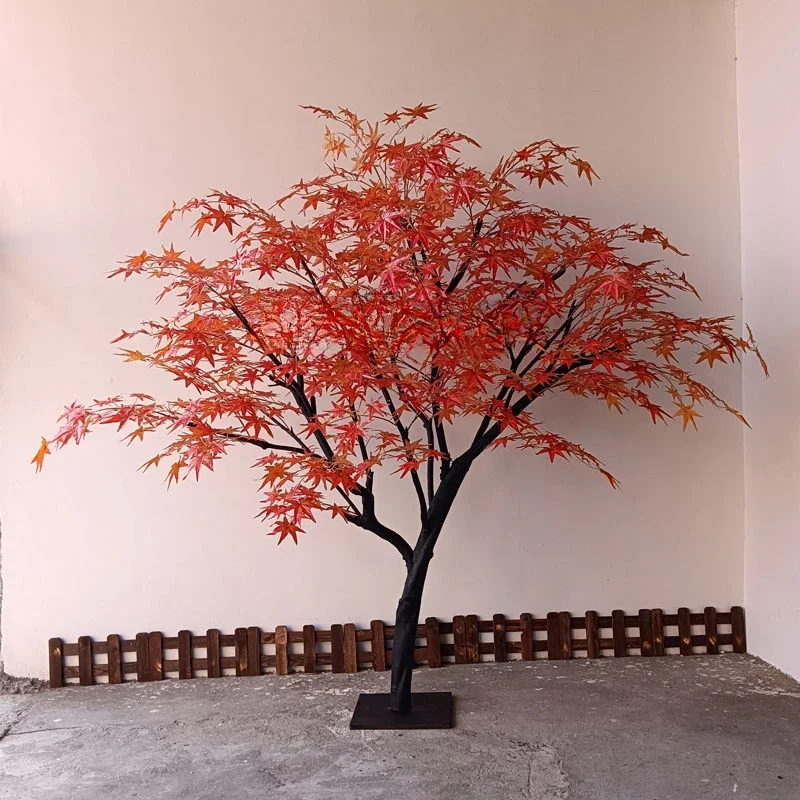 Red maple tree, maple leaf tree, fake tree shape, large-scale chicken claw maple landscape design, indoor decoration