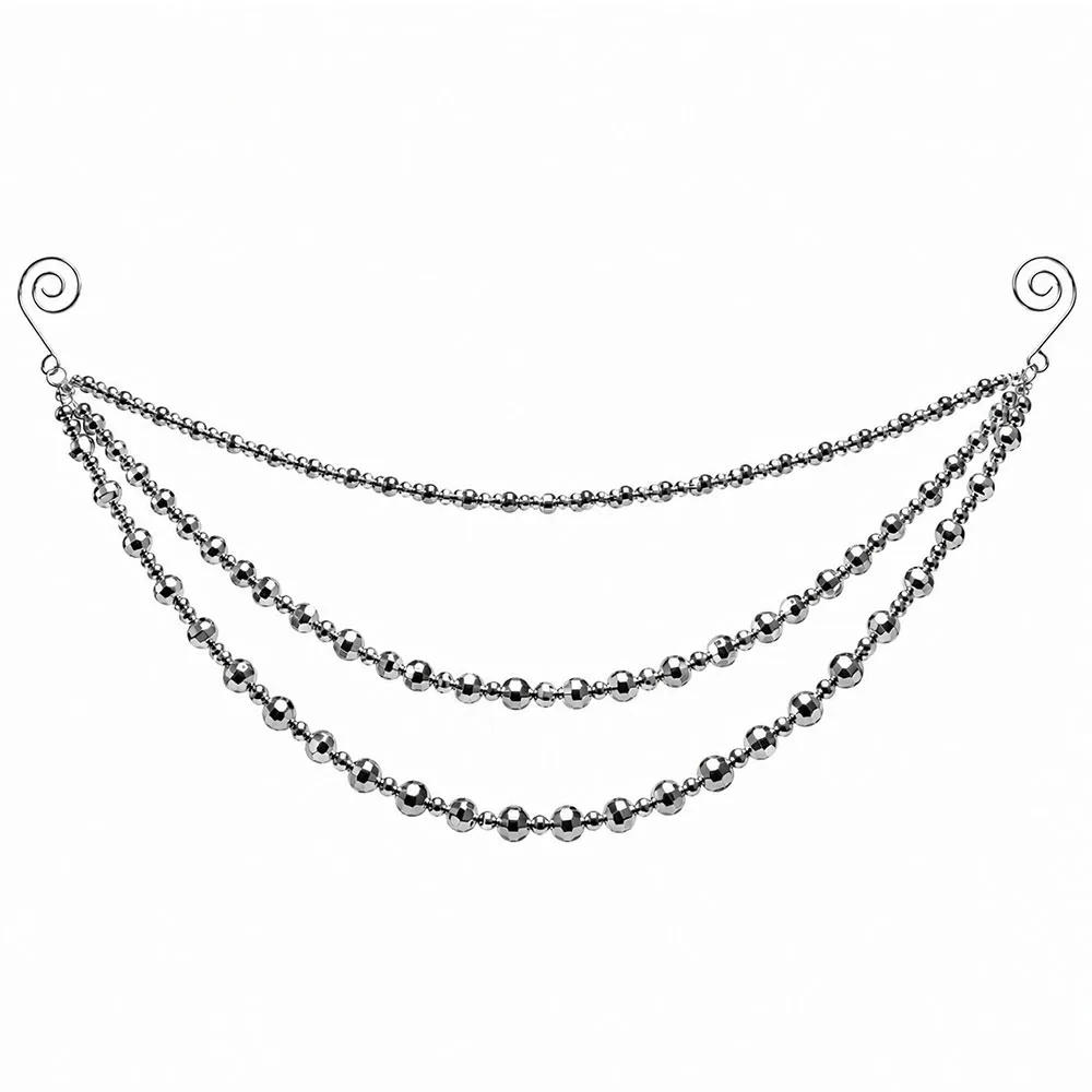 Multi Layer Christmas Beaded Hanging Draped Structure Shiny Finish Bead Chain Ornament Christmas Tree Decor