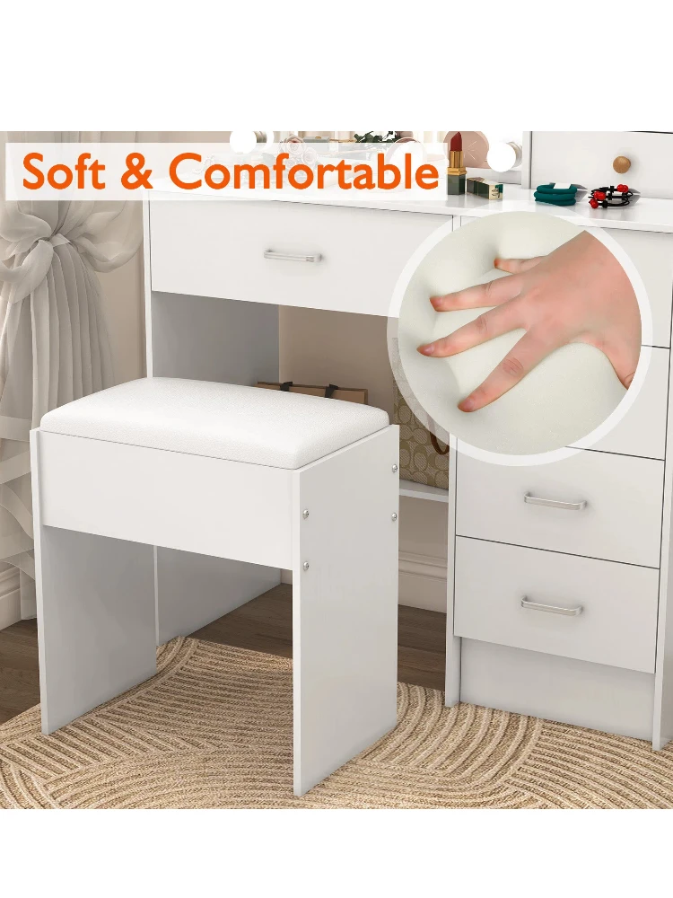 Dressing Table Makeup Chair Vanity Cushion Stool Dresser Piano Seat Wood Leg