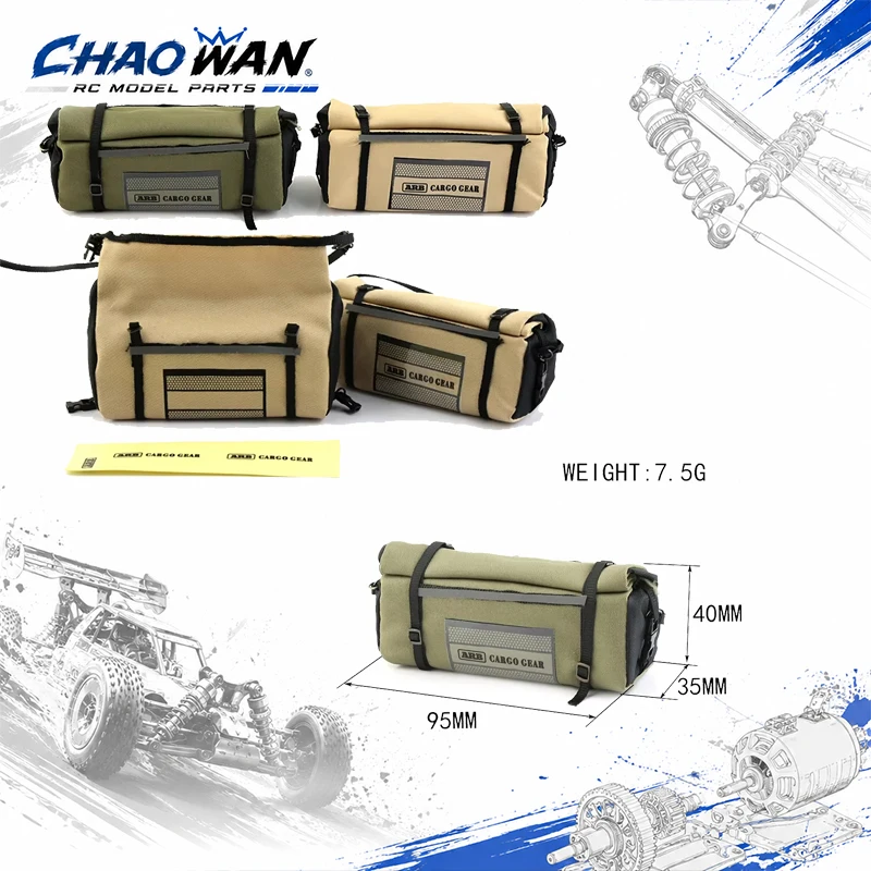 1/10 RC Crawler Scale Roof Storage Bag ARB Style Canvas Cargo Luggage Bag with Carry Strap For SCX10 TRX4 D90 RC Off-Road Truck