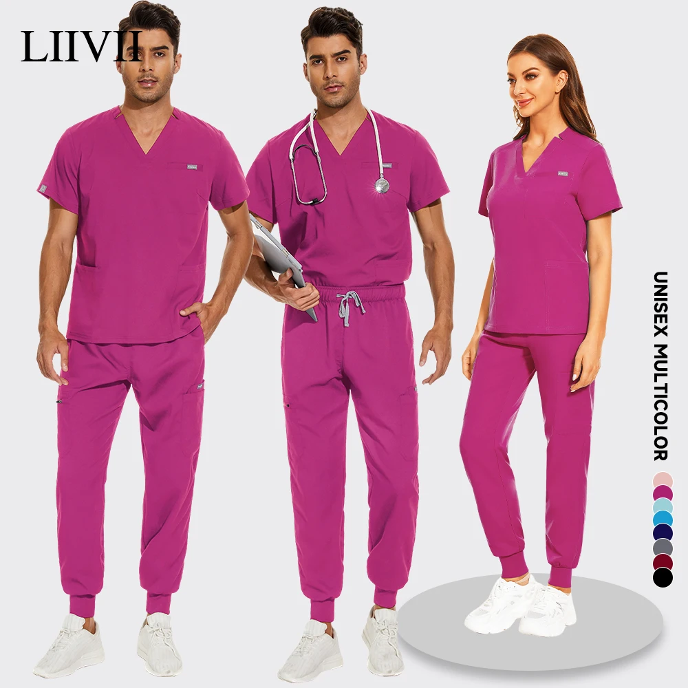 Groothandel Vrouwen Scrub Kleding Sets Medische Scrubs Pak Verpleging Uniform Voor Mannen Medische Verpleegkundige Scrub Sets Stretch Quick-droog