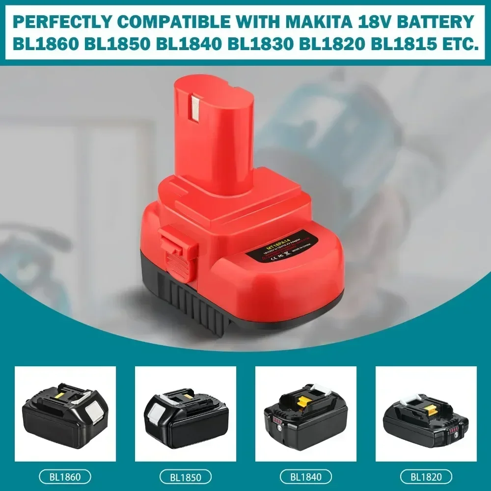 For Makita 18V Lithium Batteries Converting To for Makita 12V/14.4V Ni-Mh Battery Electric Tools Drill MT18PA14 Battery Adapter
