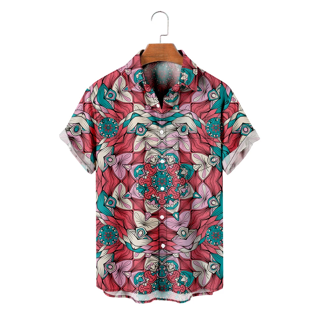 

Men's Hawaiian T-Shirt Flower Fashion Shirt Kaleidoscope 3D Print Cozy Casual Short Sleeve Beach Oversized Street Fashion Shirt