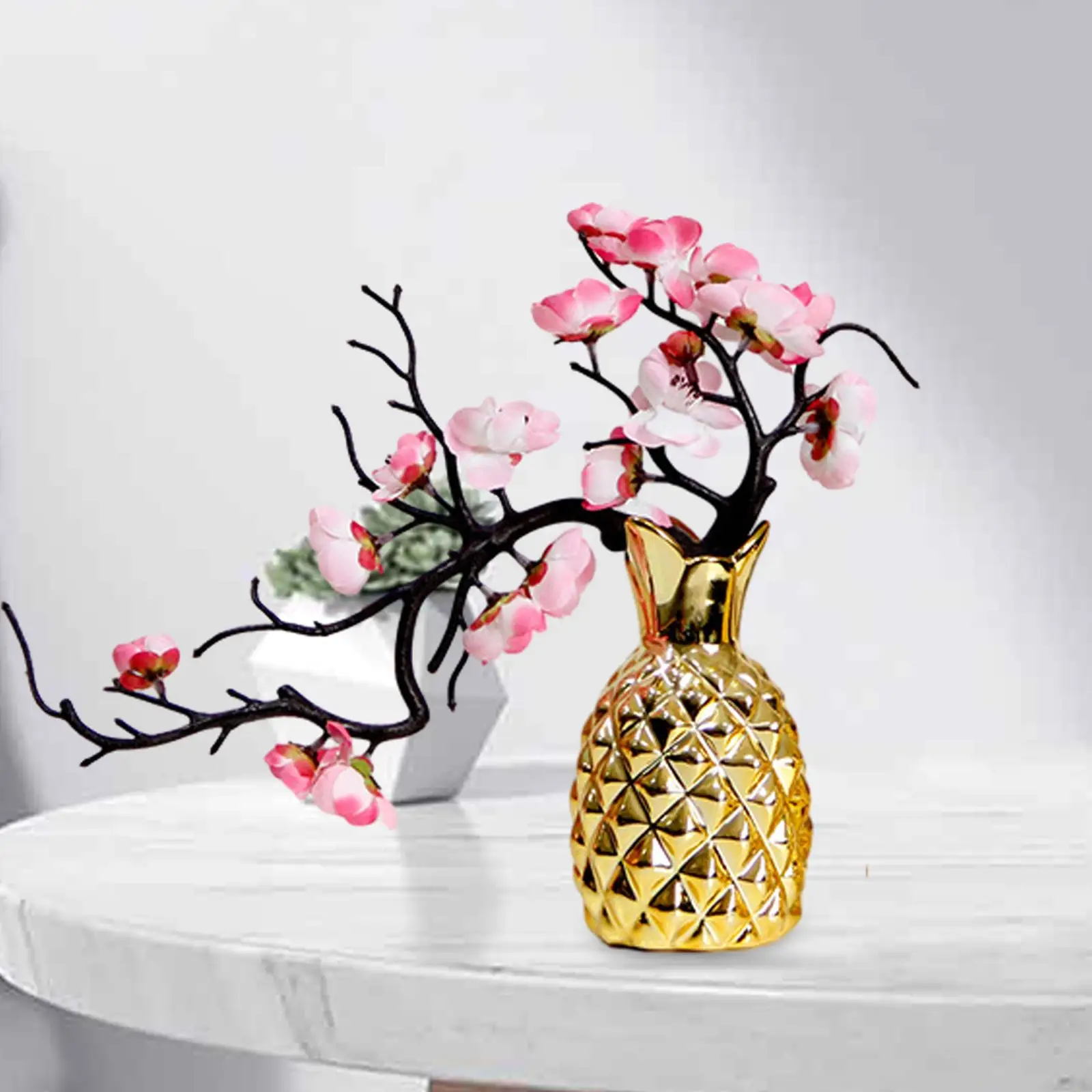 Pineapple Ceramic Vase Desktop Ornament Modern Flower Arrangement Table Centerpiece for Bedroom Living Room Home Decoration