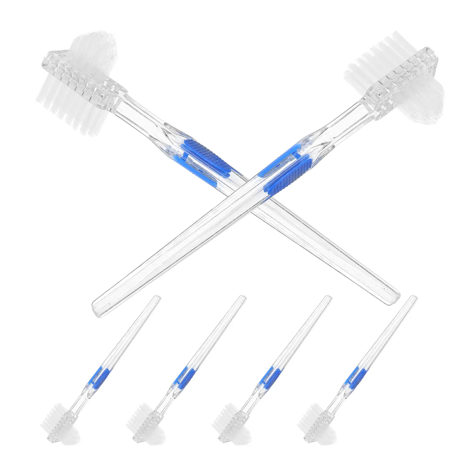 

Набор из 6 дорожных щеток для зубных протезов: бережная глубокая чистка для искусственных зубов и ретейнеров, прочные маленькие щетки с узкой головкой, портативные для использования в дороге