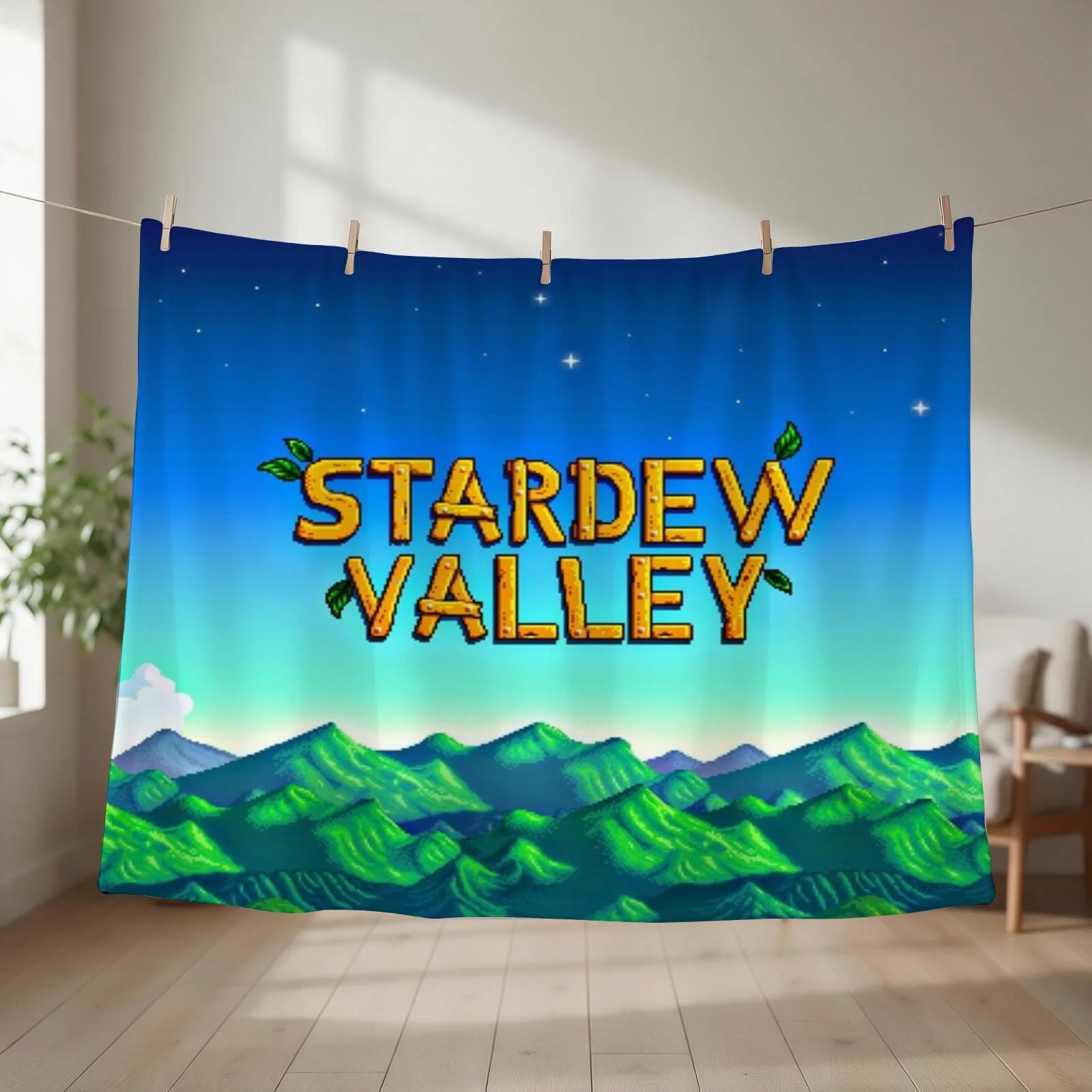 Stardew valley title Throw Blanket couch cozy soft plush fuzzy picnic outdoor blanket