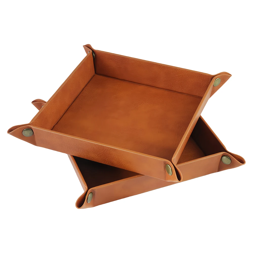 Double Sided Leather Dice Tray, Square Multifunctional Jewelry Keyboard, Game & Entertainment Storage