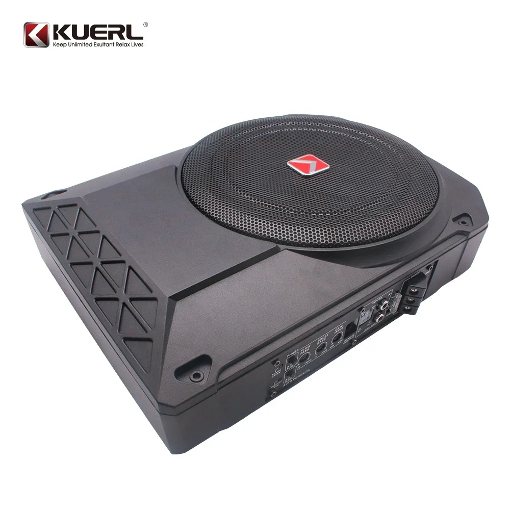 Wholesale new design 10 inch 800W under seat auto audio subwoofer modified 12V big power amplifier slim car subwoofer