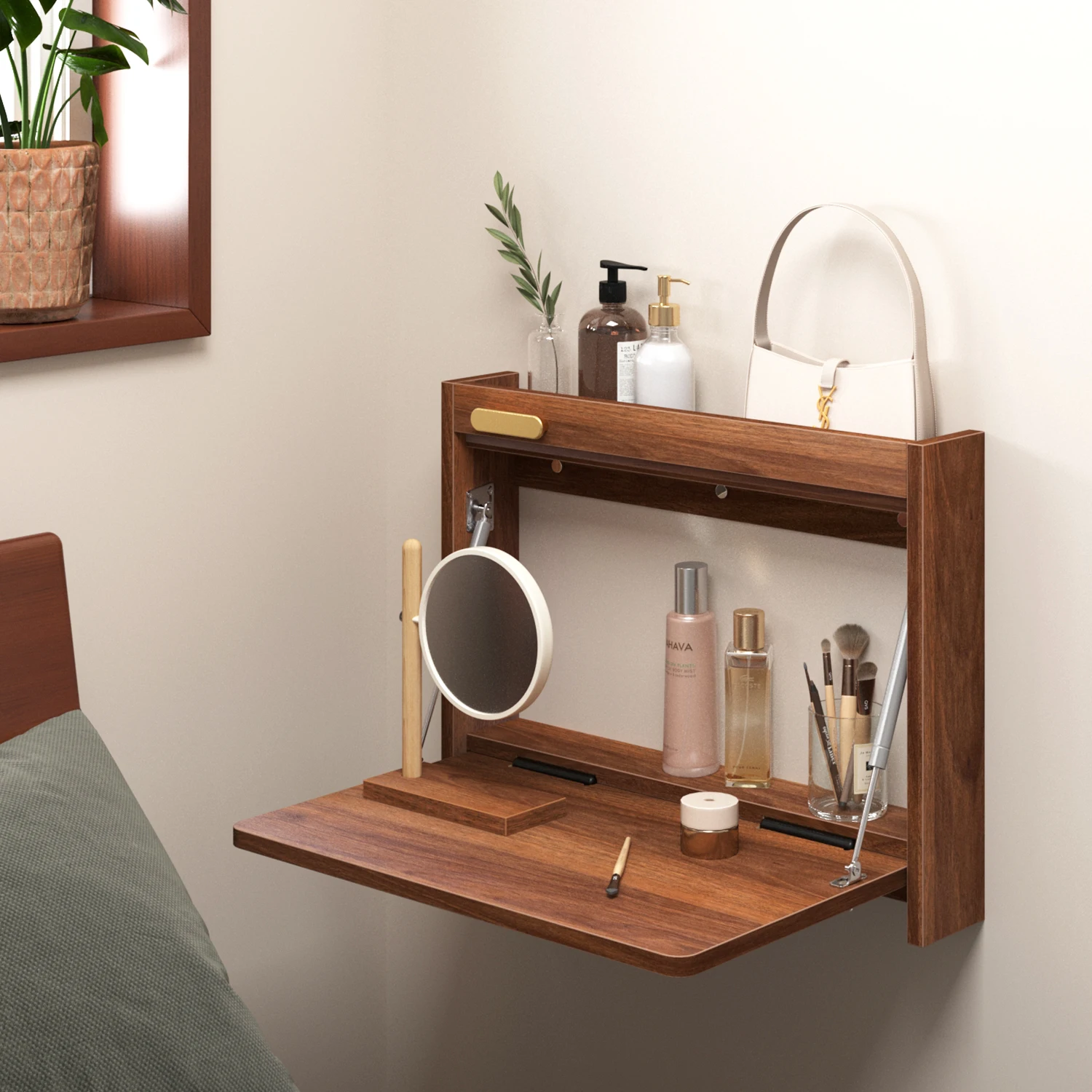 

Invisible dresser Small size wall-mounted folding table Desk storage Multifunctional small apartment desk Makeup table