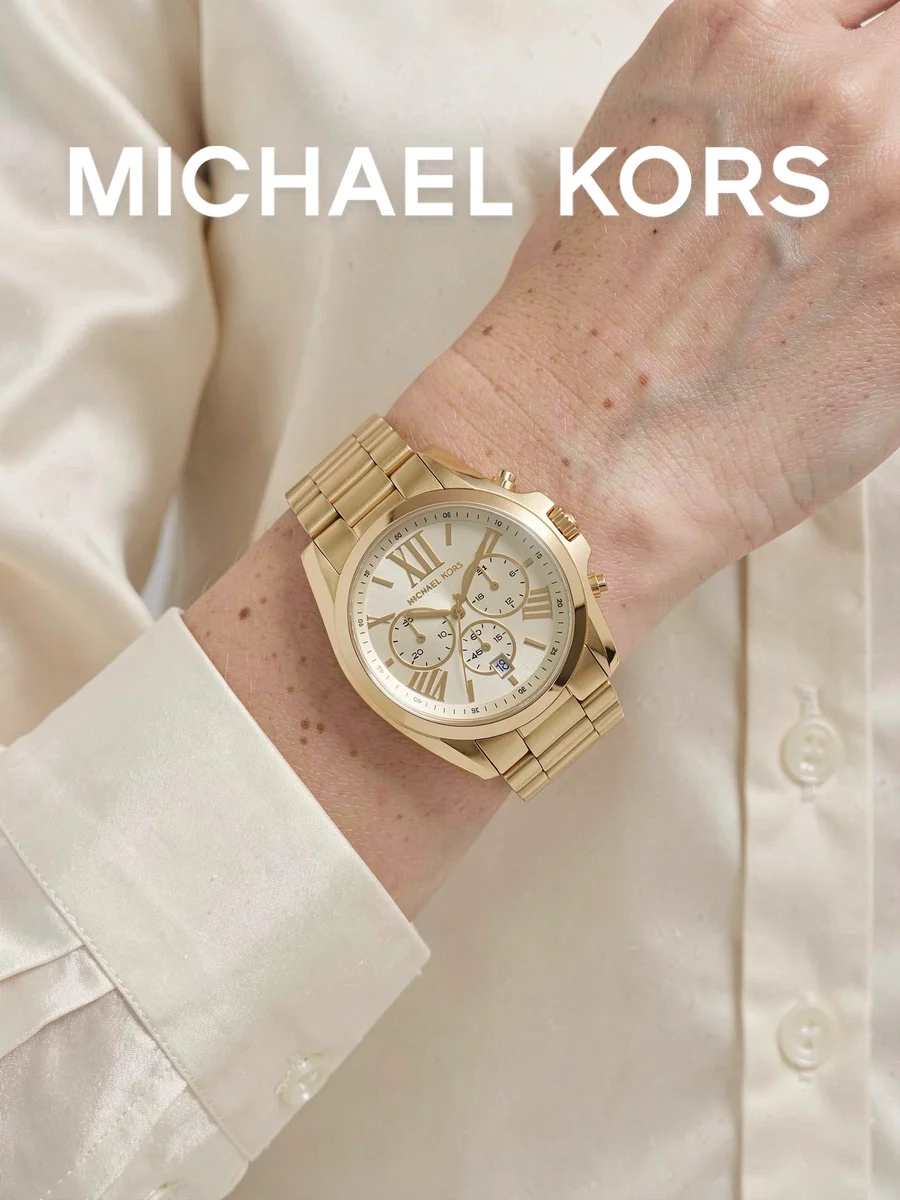 Michael Kors Ladies Chronograph Watch,Gold Stainless Steel Bracelet,Roman Numeral Date Dial for Office Party Anniversary Gift