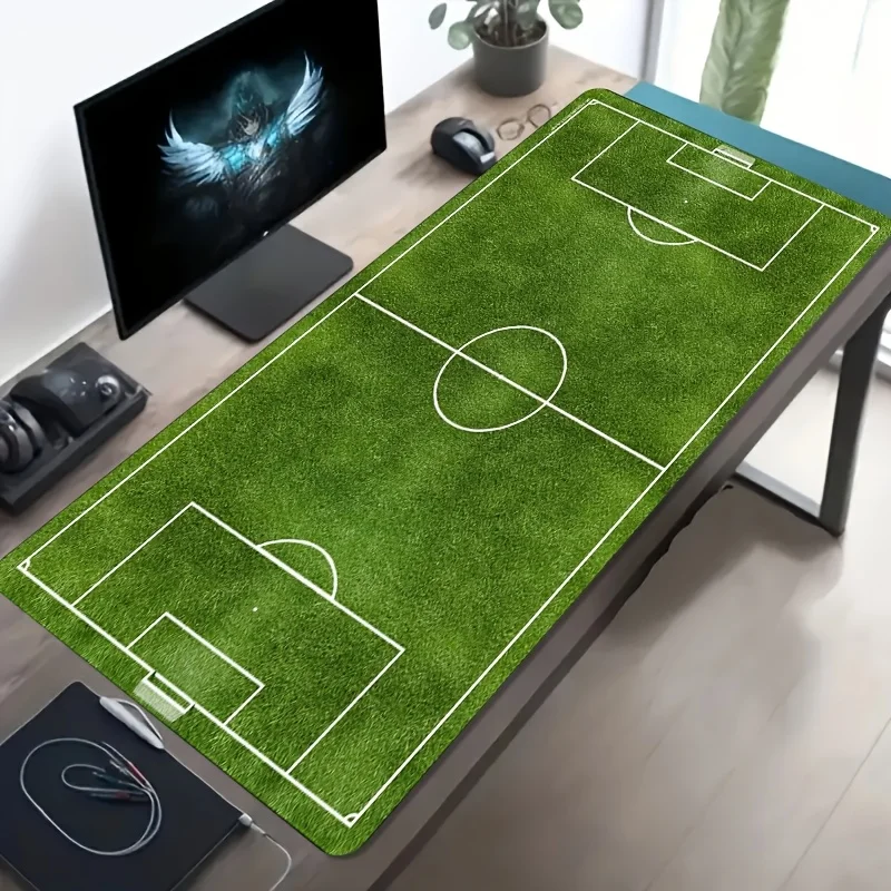 Football Pitch XXL Large Mouse Pad Non-Slip Rubber Base Stitched Edges Desk Keyboard Mat Gaming Office Home Laptop Use