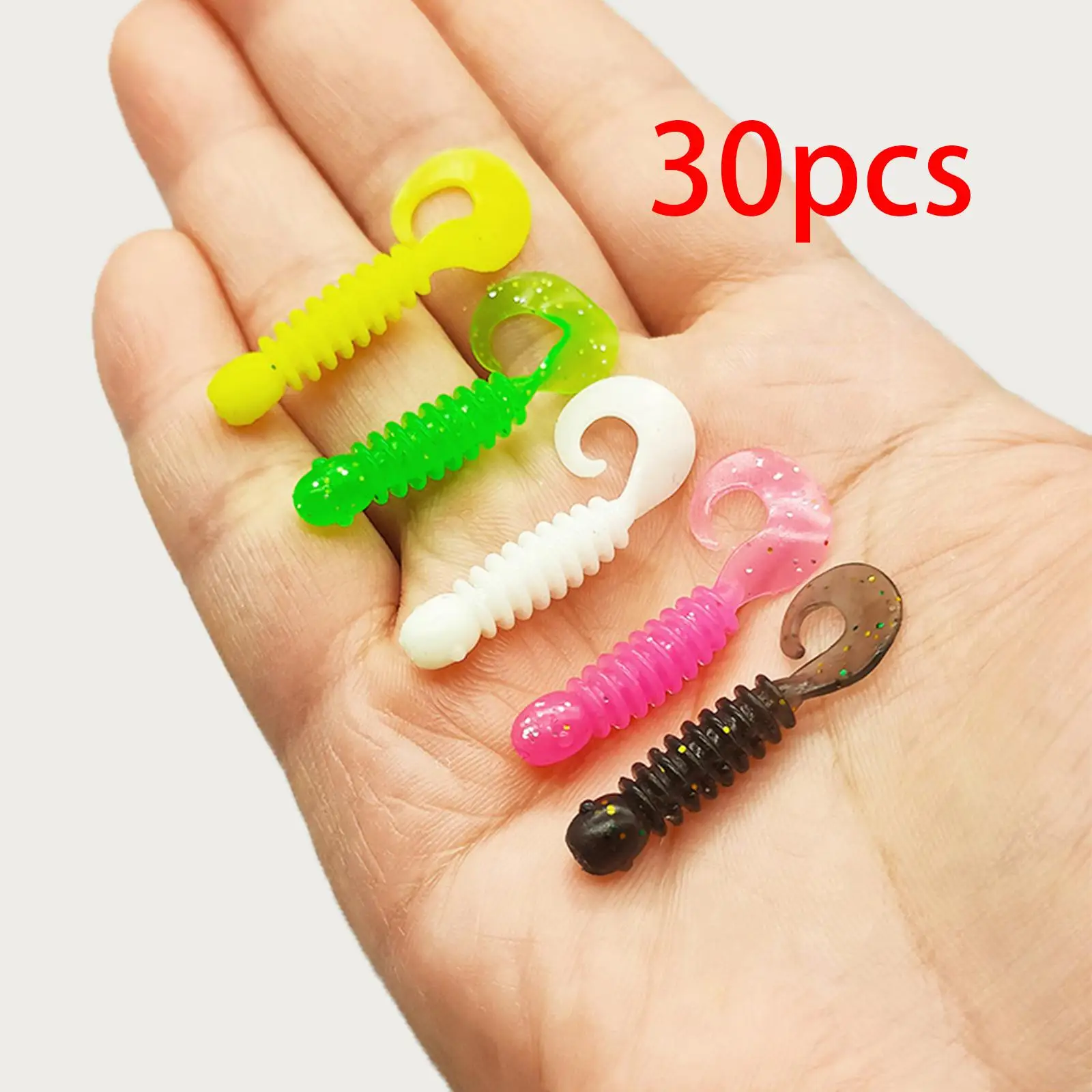 30 Pieces Wave Fishing Lures, Fishing Worms Soft Fishing Supplies, Swinging