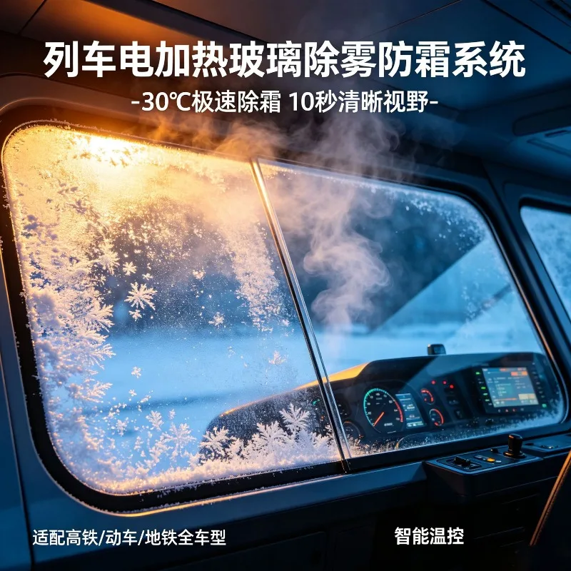 High-speed rail electric heating glass, subway cab front window, anti-fog glass, train electric heating observation window custo