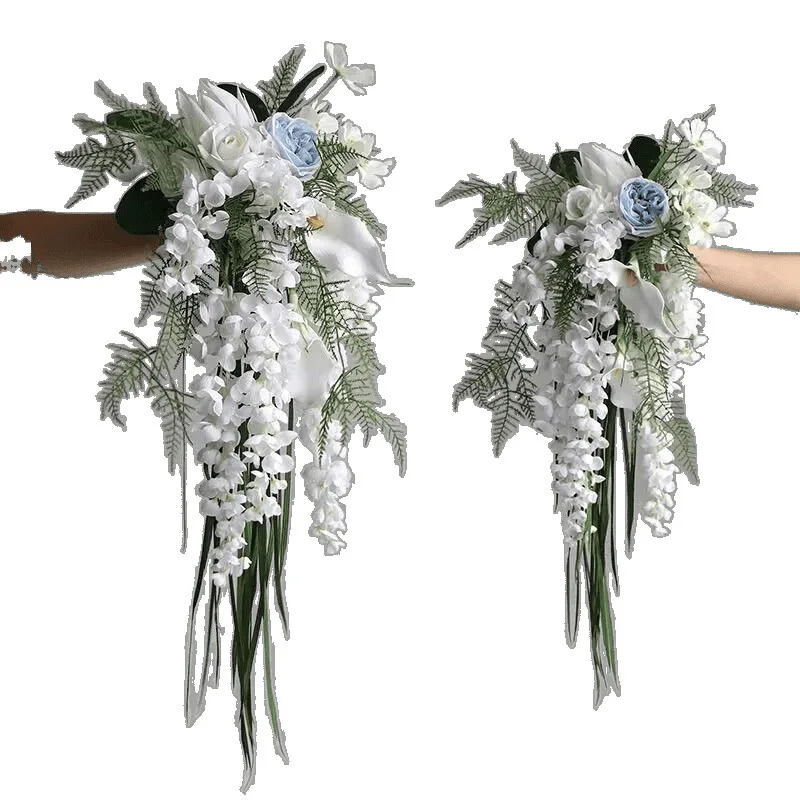

Wholesale Bouquet Fake Flowers, Waterfall Water Drops Bridal Bouquet Wedding Photography Flowers Home Countertops