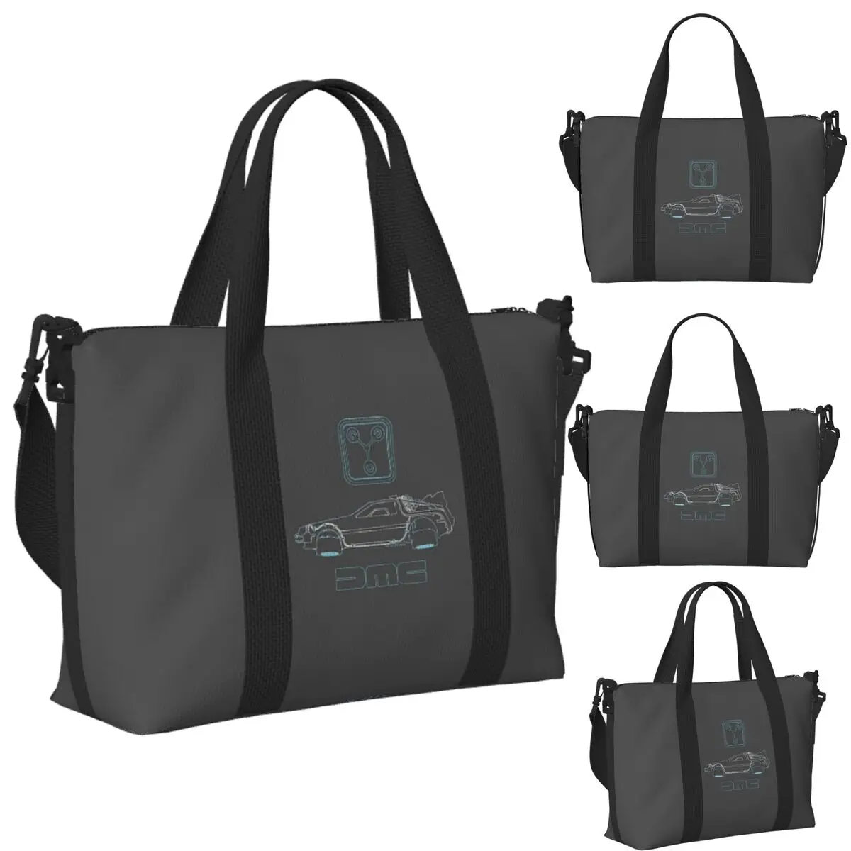 

Delorean And Flux Capacitor Back To The Future Beach Travel Bag Tote Bags for Gym Sport Women Shopping Duffle Shoulder Bag
