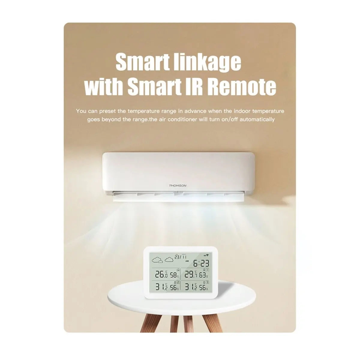 fitfit Tuya WiFi LCD Smart Weather Station Sensor for Weather Forecast Smart Linkage Temper Humidity Calibration/Alarm