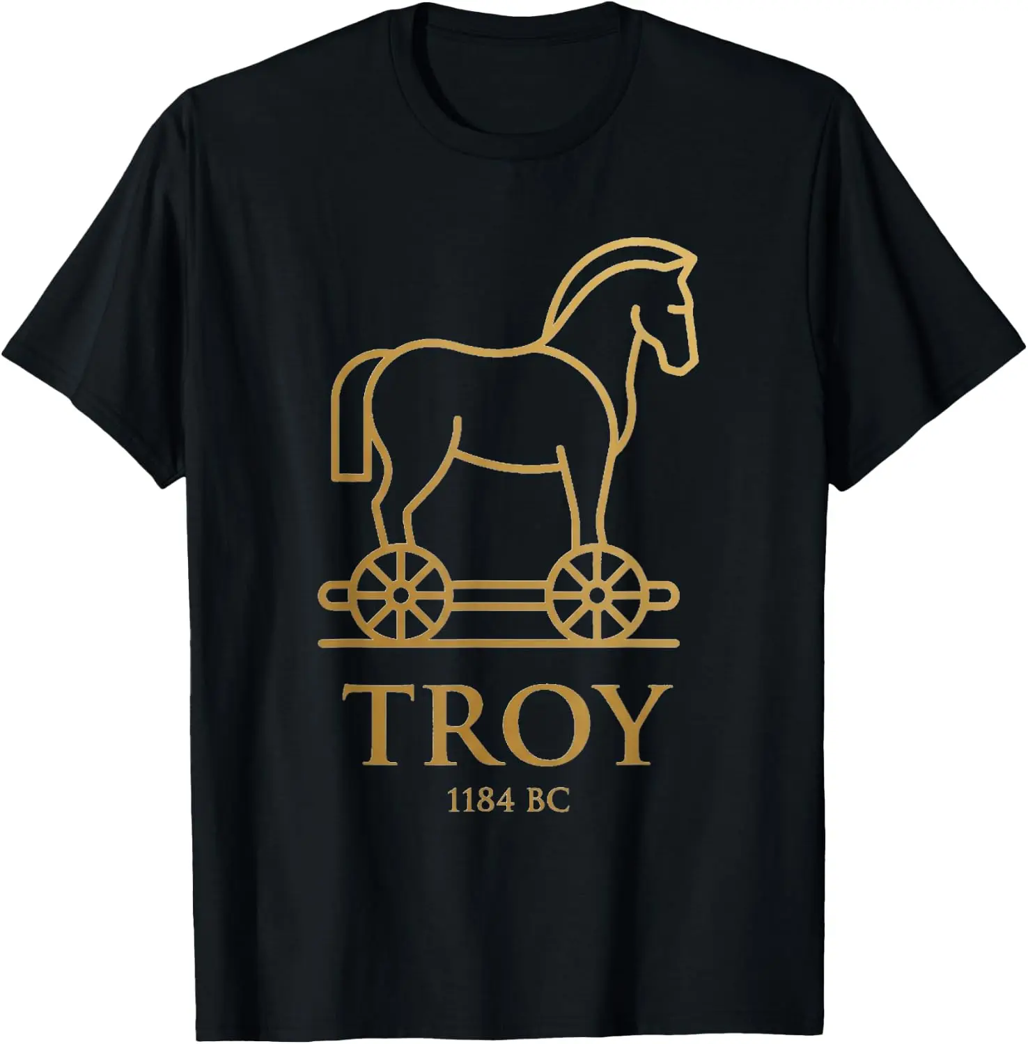 Trojan Horse Greek Mythology Troy Ancient History Design T-Shirt Men Women Unisex Novelty Graphic T‑Shirt, Classic Crew Neck 100% Cotton Tee, Lightweight Anti‑Pilling Breathable Casual Tops, Year‑Round Daily Outfit, Holiday Birthday Present Tee