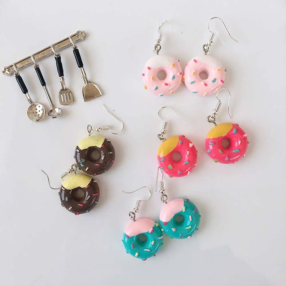 Tea Bubble Milk Sweet Drop Party Wholesale Donuts Personality Cake Cute Cartoon Girl Food Earrings Jewelry