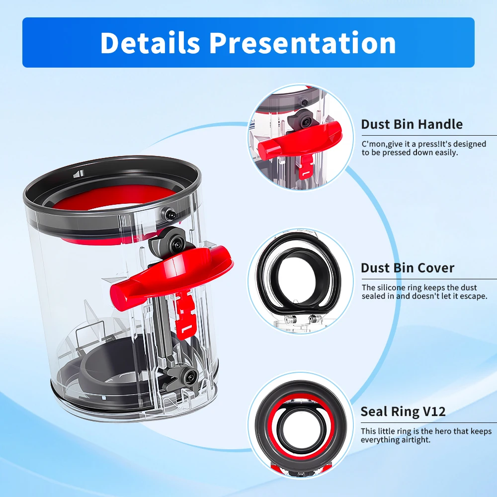 Dust Bin Replacement For Dyson V12 Detect Slim V10 Digital Slim