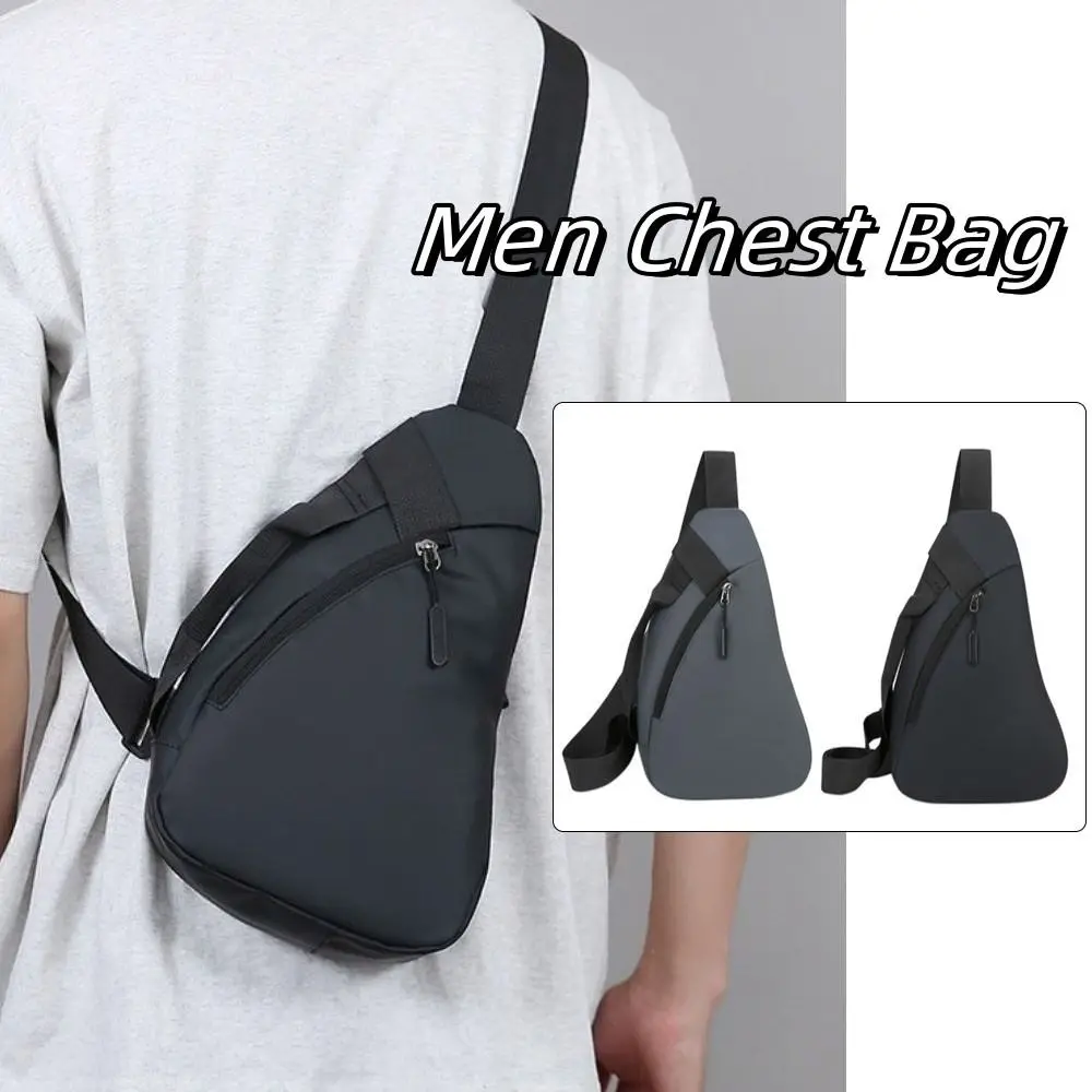 Simple Droplet Shaped Men Chest Bag Zipper Solid color Sports Shoulder Bag Multifunctional Korean Style Crossbody Bag Cycling