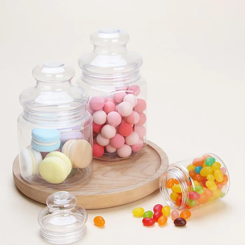 1Pcs Plastic Transparent Candy Jars Plastic Cookie Jars Food Storage Container Reusable Cookie Container Countertop Organizer