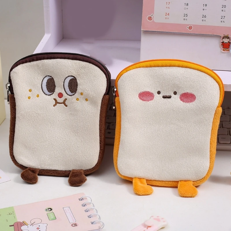 

E74B GCute Toast Sanitary Pad Bag Reusable Napkin Storage Organizer Women Coin Purses Pad Pouch Bags Makeup Organizer