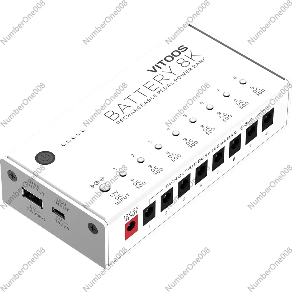 Rechargeable Isolated Guitar Pedal Power Supply 9V 12V 18V 8 Output High Capacity