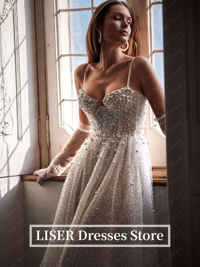 Liser Sweetheart Beaded A-Line Fairy Wedding Dresses Silk Tulle Customize Luxury Long Bridal Gowns Marriage Women Robe de mariée