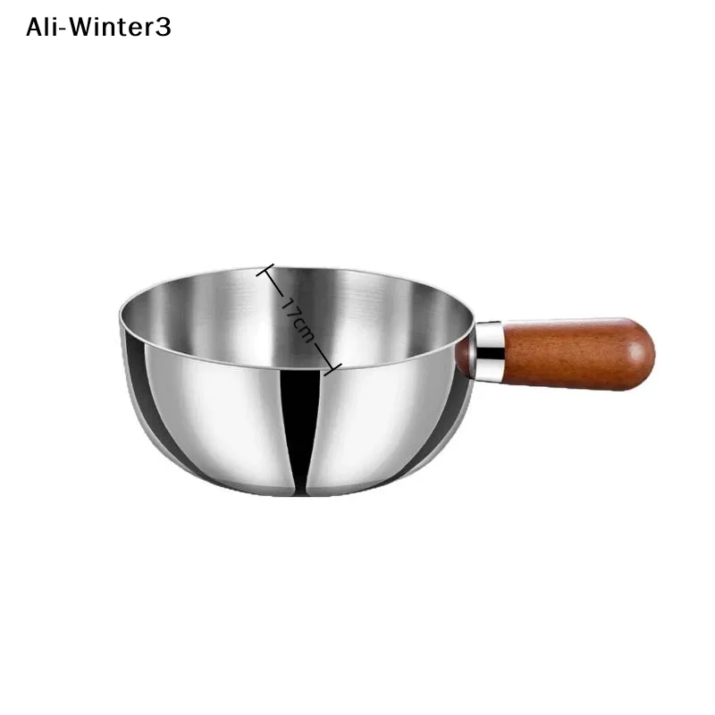 (YY) 1 Pieza, Sartén Pequeña de Acero Inoxidable 2025, Utensilio de Cocina, Herramienta de Cocina de 14CM/17CM con Mango de Madera, Cocina para Desayuno